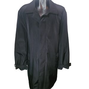 Boulevard Club Men's Black Placket Front Insulated Mid-length Trench Overcoat L